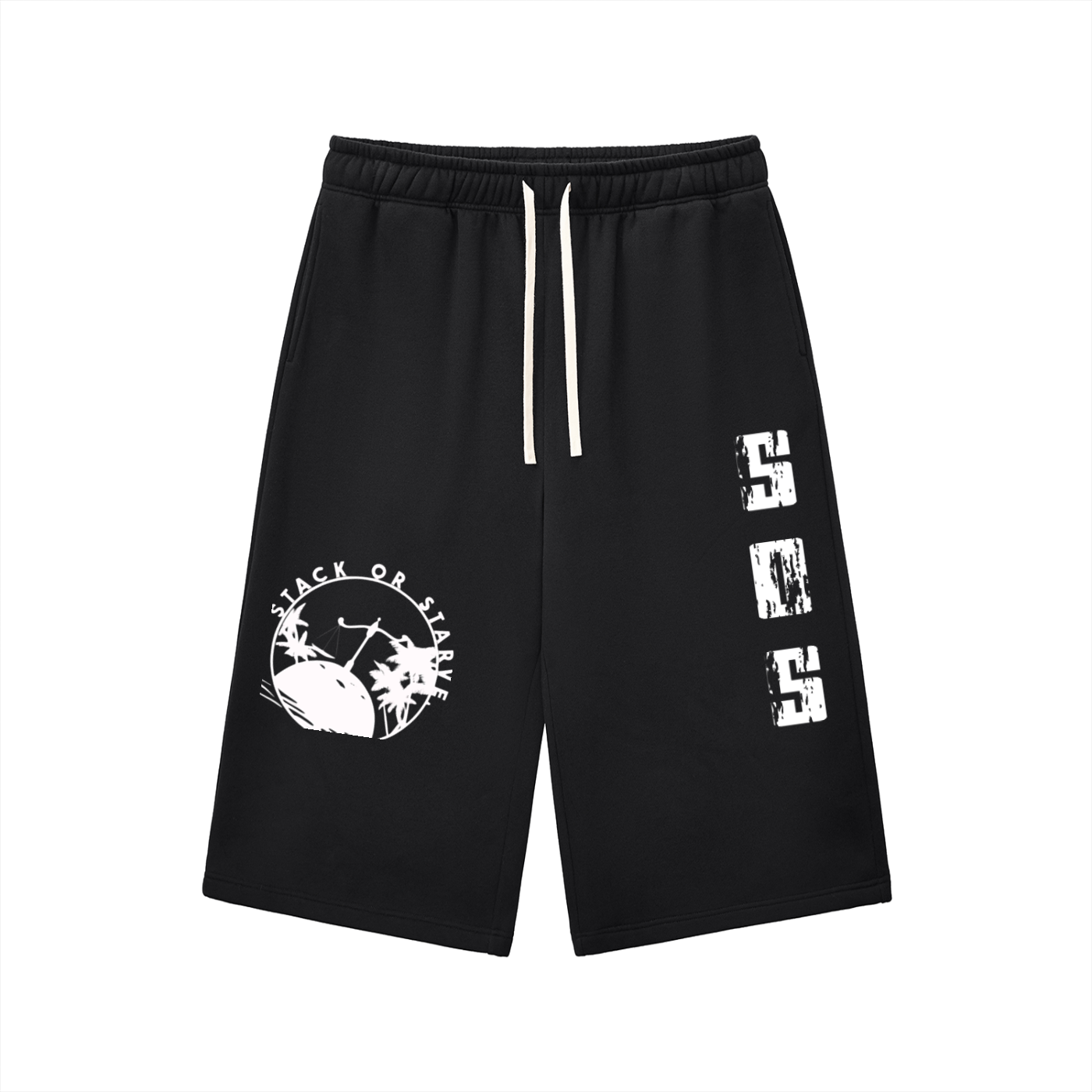 Stack Or Starve Relaxed Drawstring Three-quarter Sweatpants