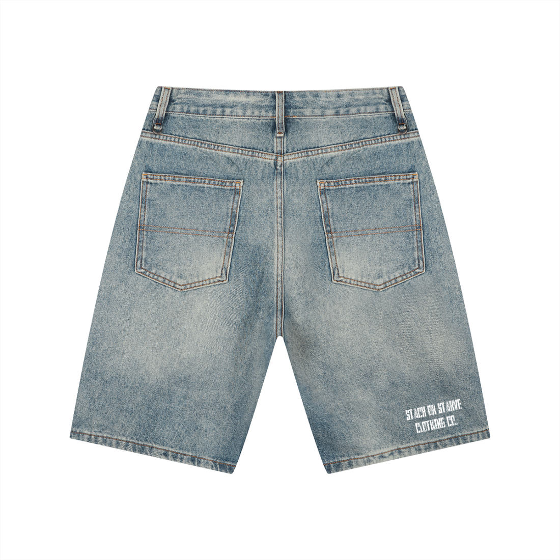 Stack or Starve Men's Vintage Wash Denim Shorts