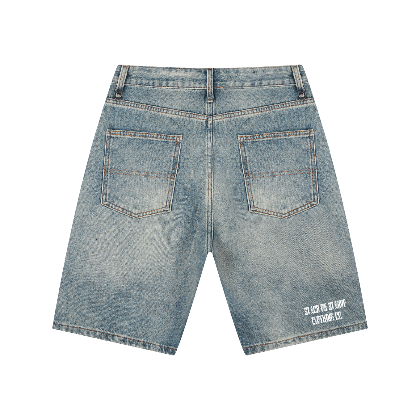 Stack or Starve Men's Vintage Wash Denim Shorts