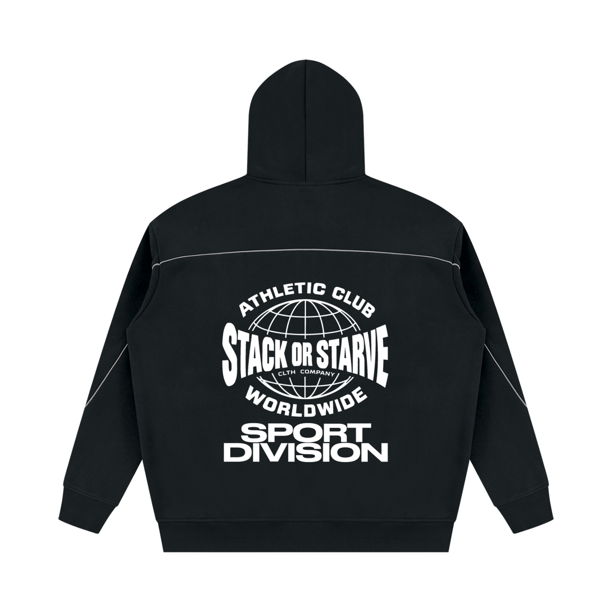 Stack Or Starve Athletic Division Unisex Oversized Piping Fleece Hoodie