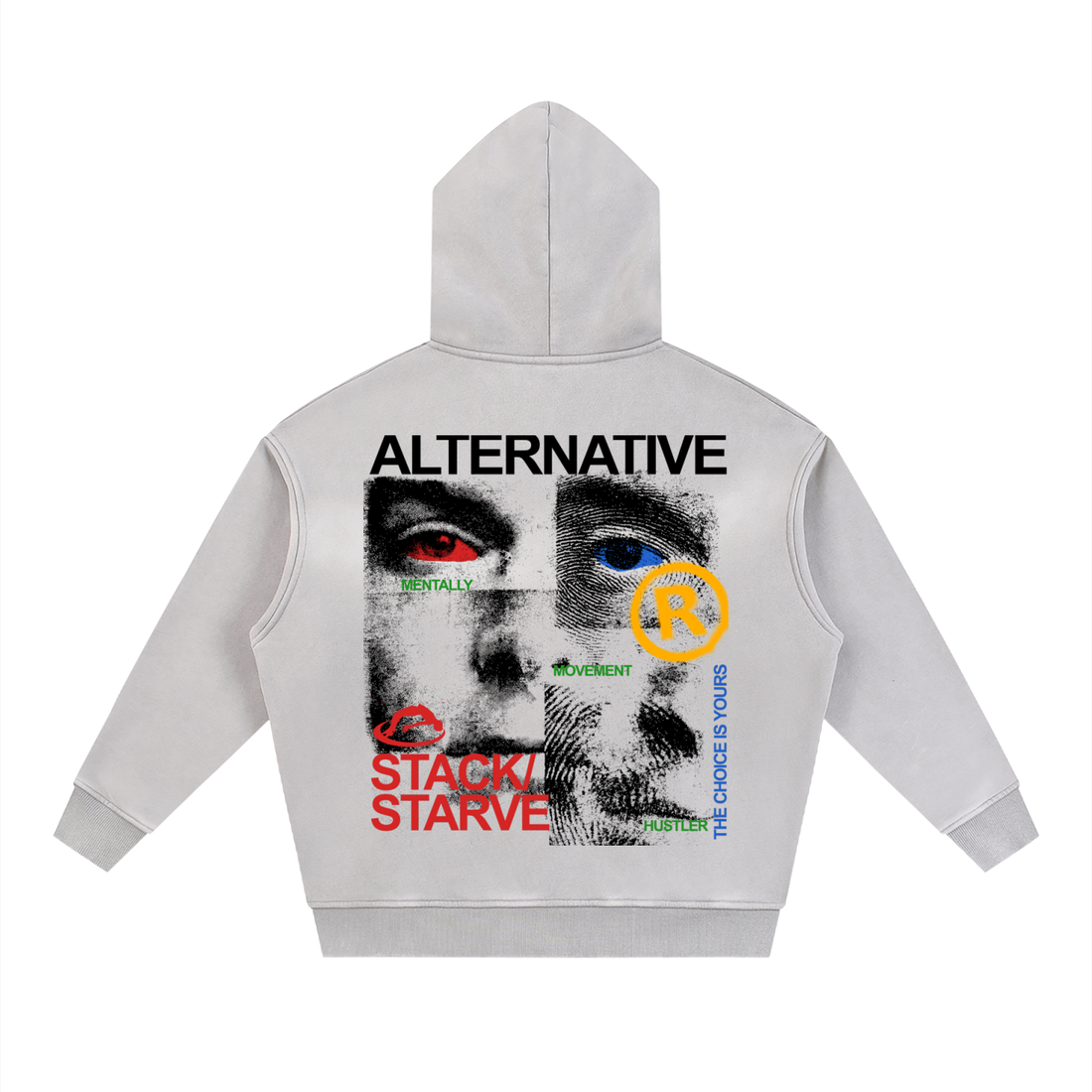 Stack Or Starve instincts Sunfade Two-way Zipper Boxy Fleece Hoodie