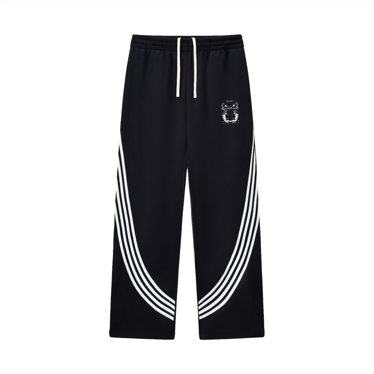 Stack Or Starve “owl” Curved Stripe Straight Sweatpants