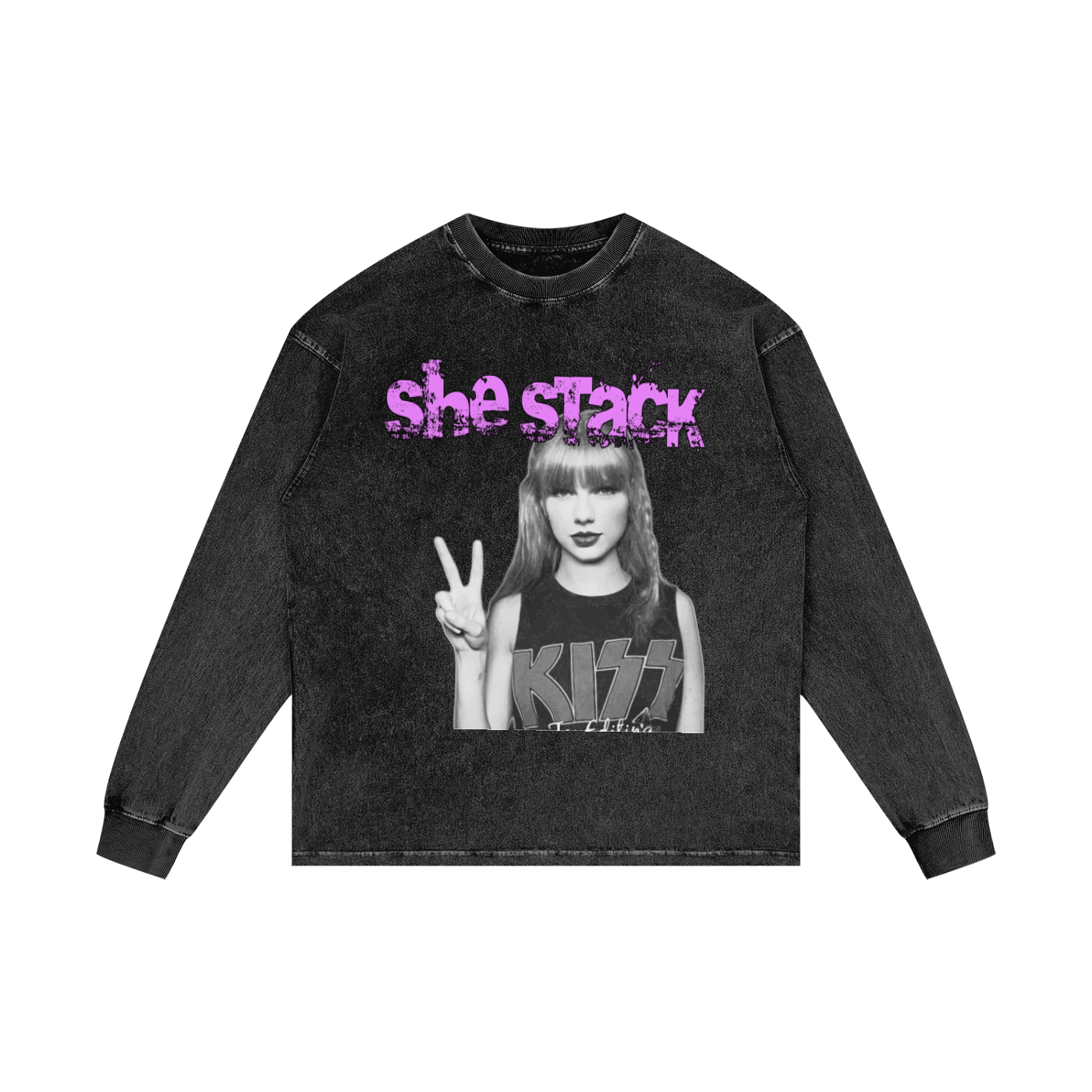 Acid Wash Oversize Long Sleeve T-Shirt