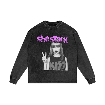 Acid Wash Oversize Long Sleeve T-Shirt