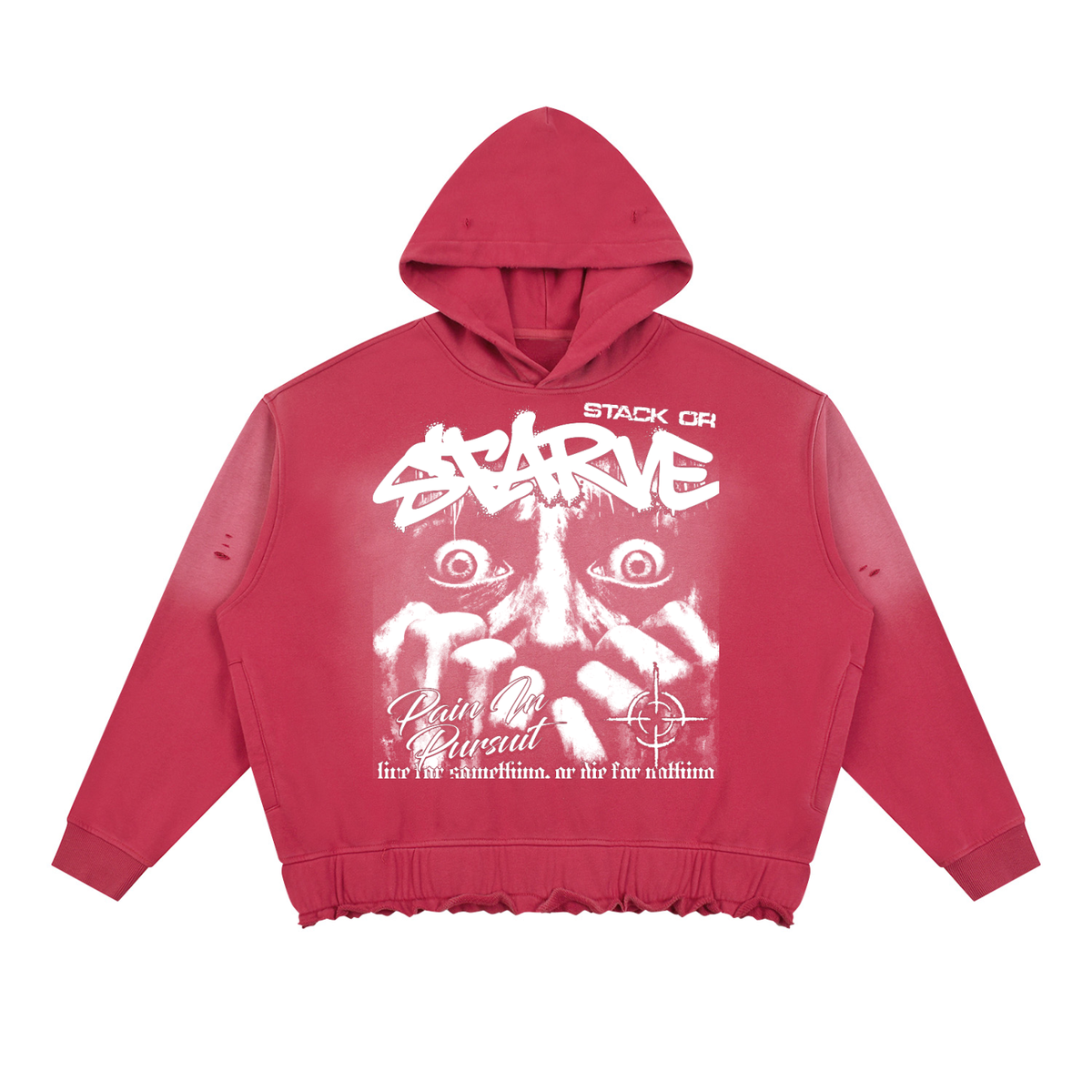 Pain In Pursuit Unisex Sunfade Ripped Boxy Hoodie