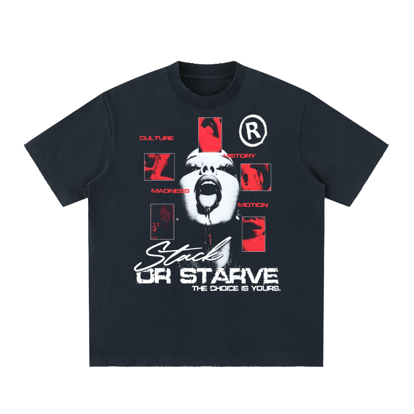 Stack or Starve Disorder Heavyweight Vintage Washed Frayed T-Shirt