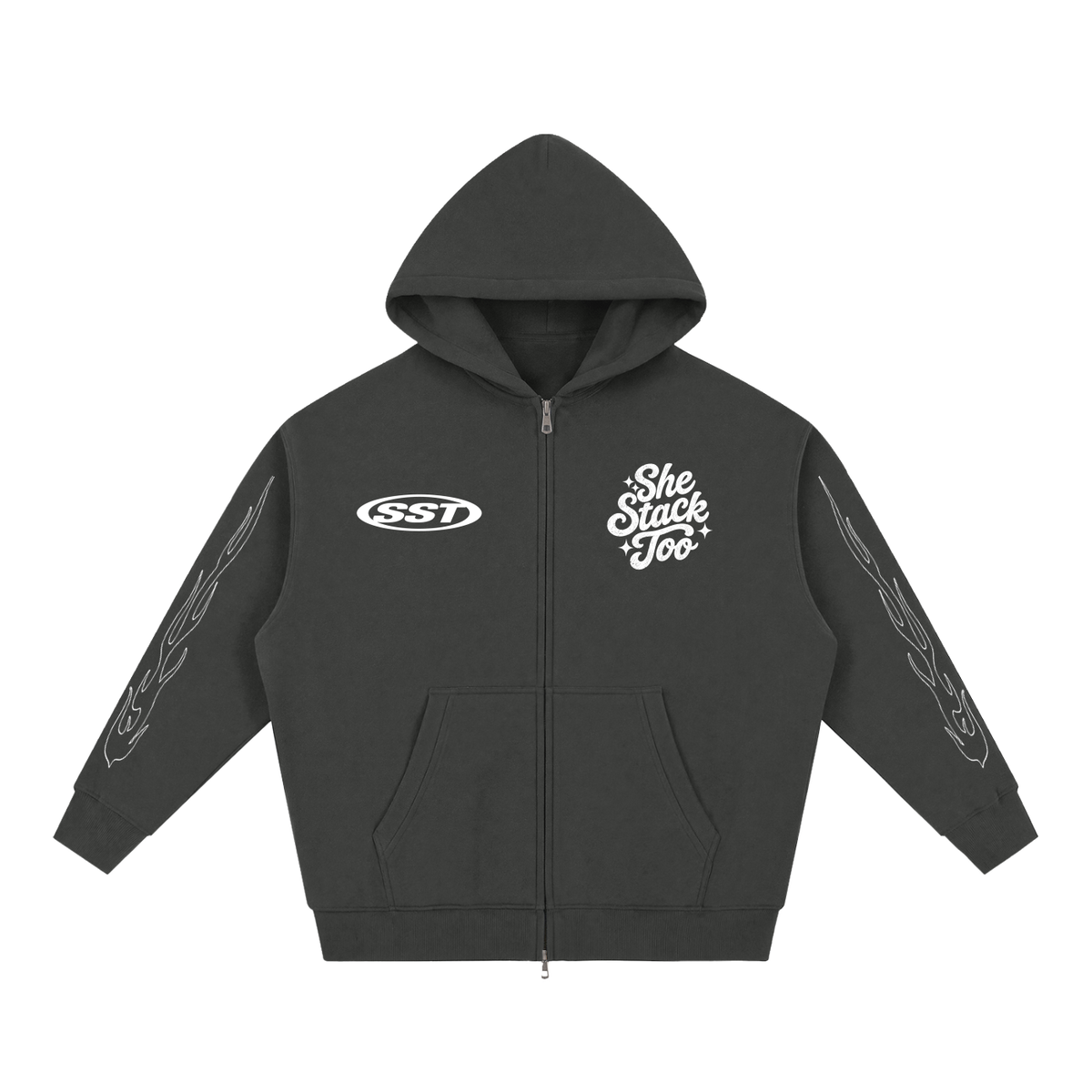 She Stack Too “HER HUSTLE” Essential Oversized Fleece Boxy Hoodie