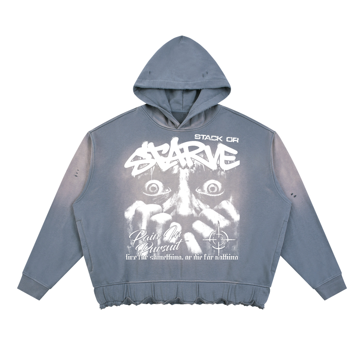 Pain In Pursuit Unisex Sunfade Ripped Boxy Hoodie