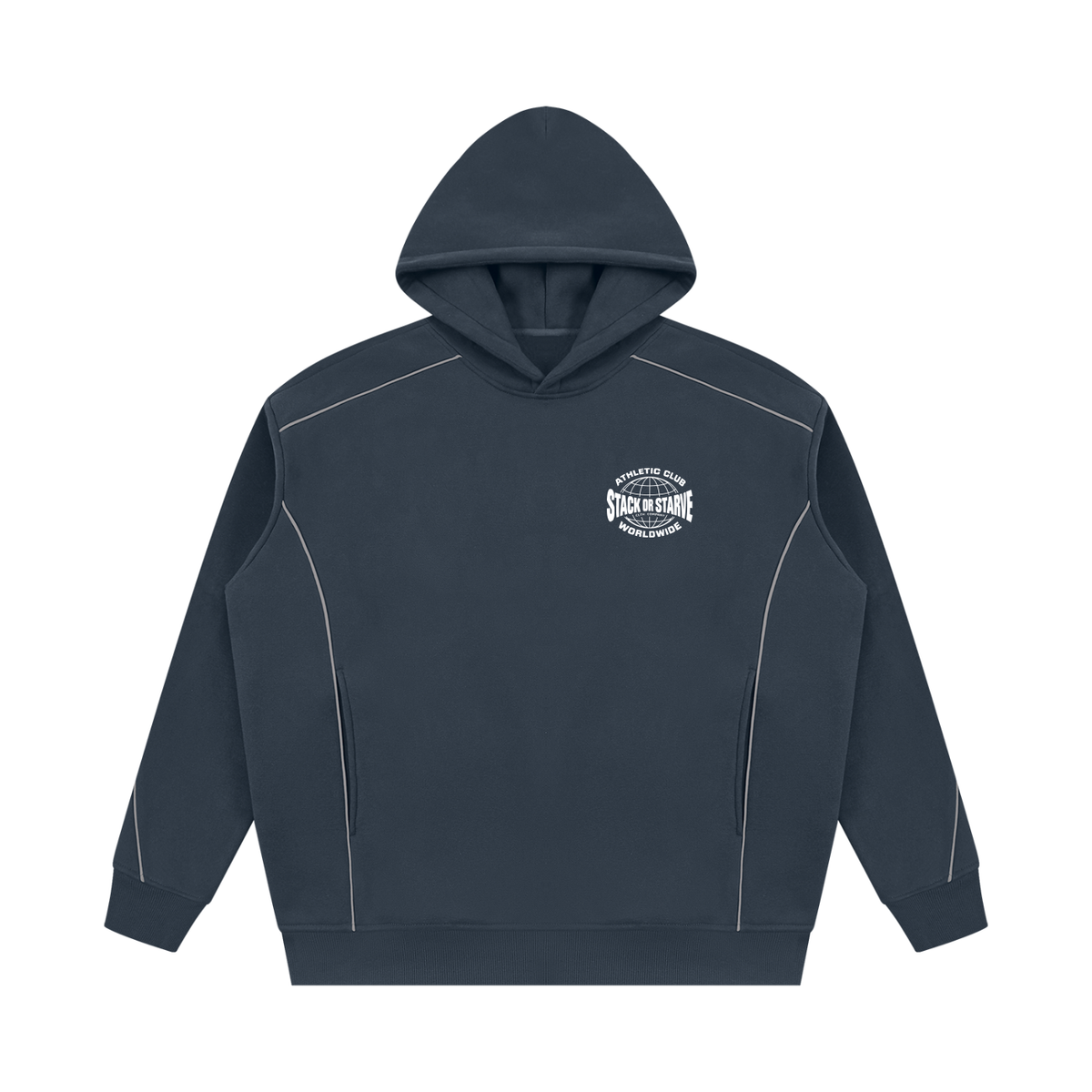 Stack Or Starve Athletic Division Unisex Oversized Piping Fleece Hoodie